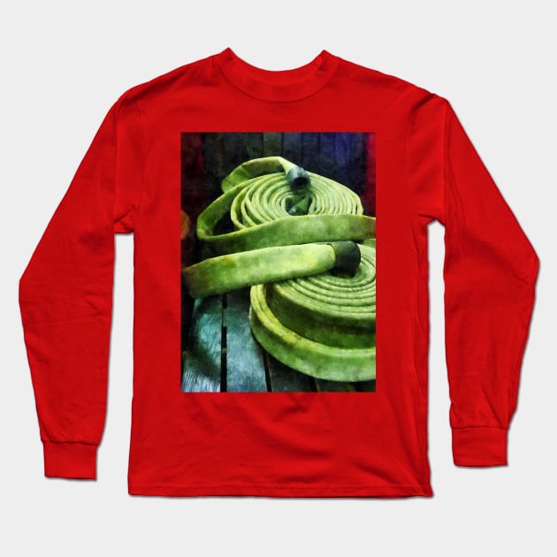 Coiled Fire Hoses Long Sleeve T-Shirt by SusanSavad